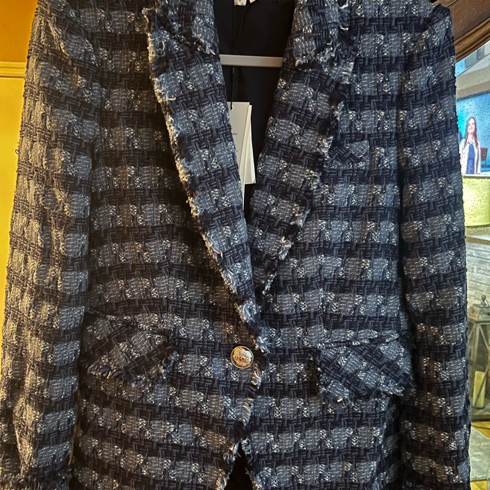 Veronica Beard Cutaway Tweed Dickey Jacket